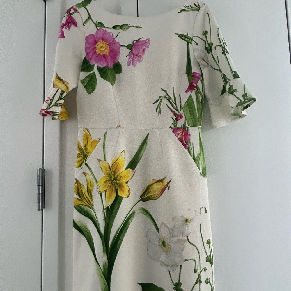 Oasis White Dress with Floral Design